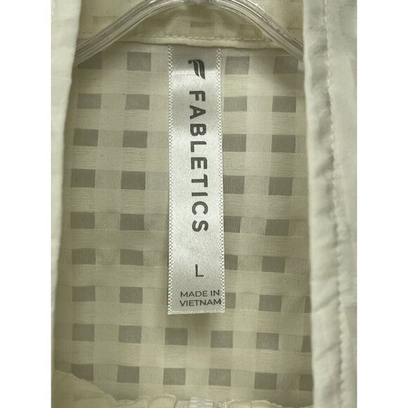 Fabletics Cleo Lightweight Sheer Cream Grid Gingham Windbreaker Jacket Women's L - Picture 5 of 9